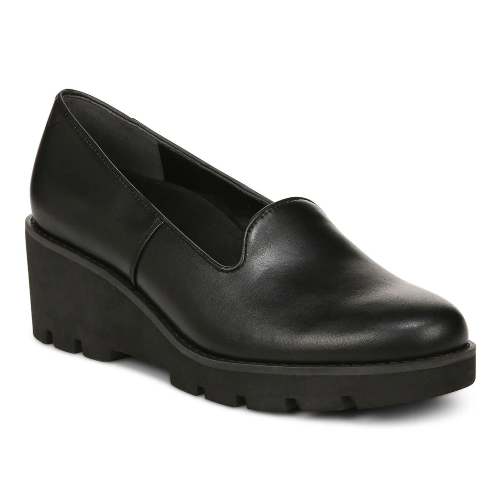 Willa Wedge - Black Leather