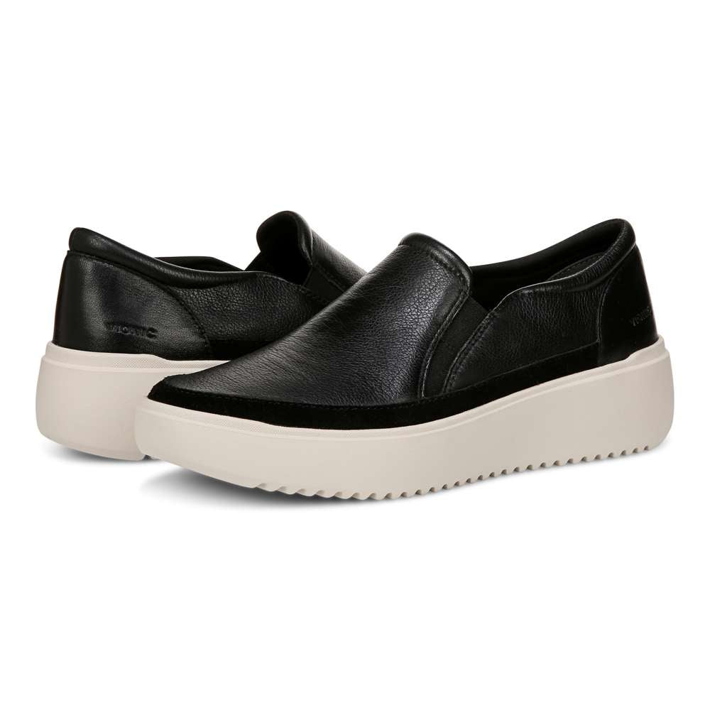Kearny Platform Slip-On Sneaker - Black Leather
