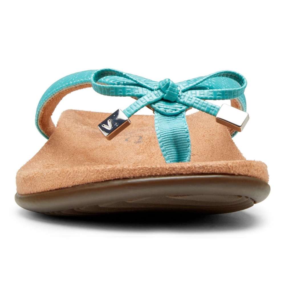 Bella Toe Post Sandal - Teal Woven