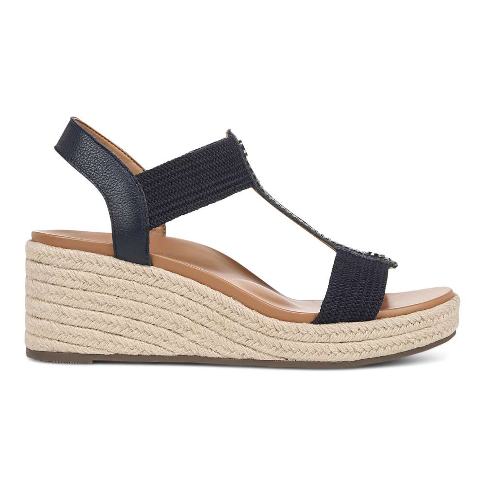 Calera Wedge - Navy Leather