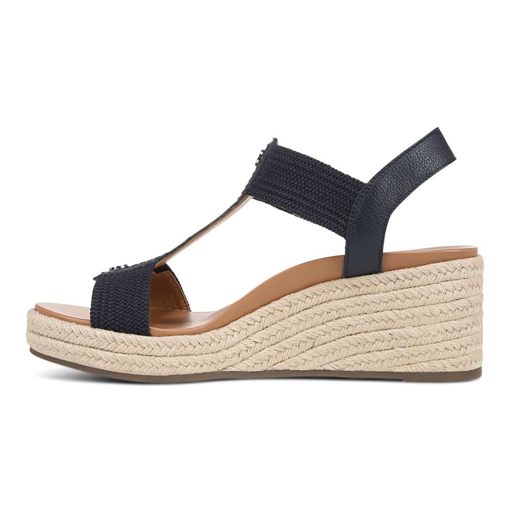 Calera Wedge - Navy Leather