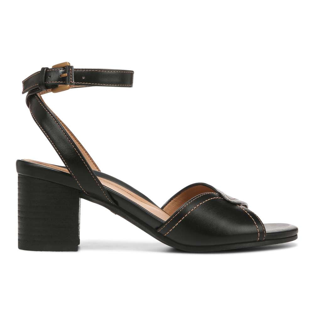 Isadora Heeled Sandal - Black Leather