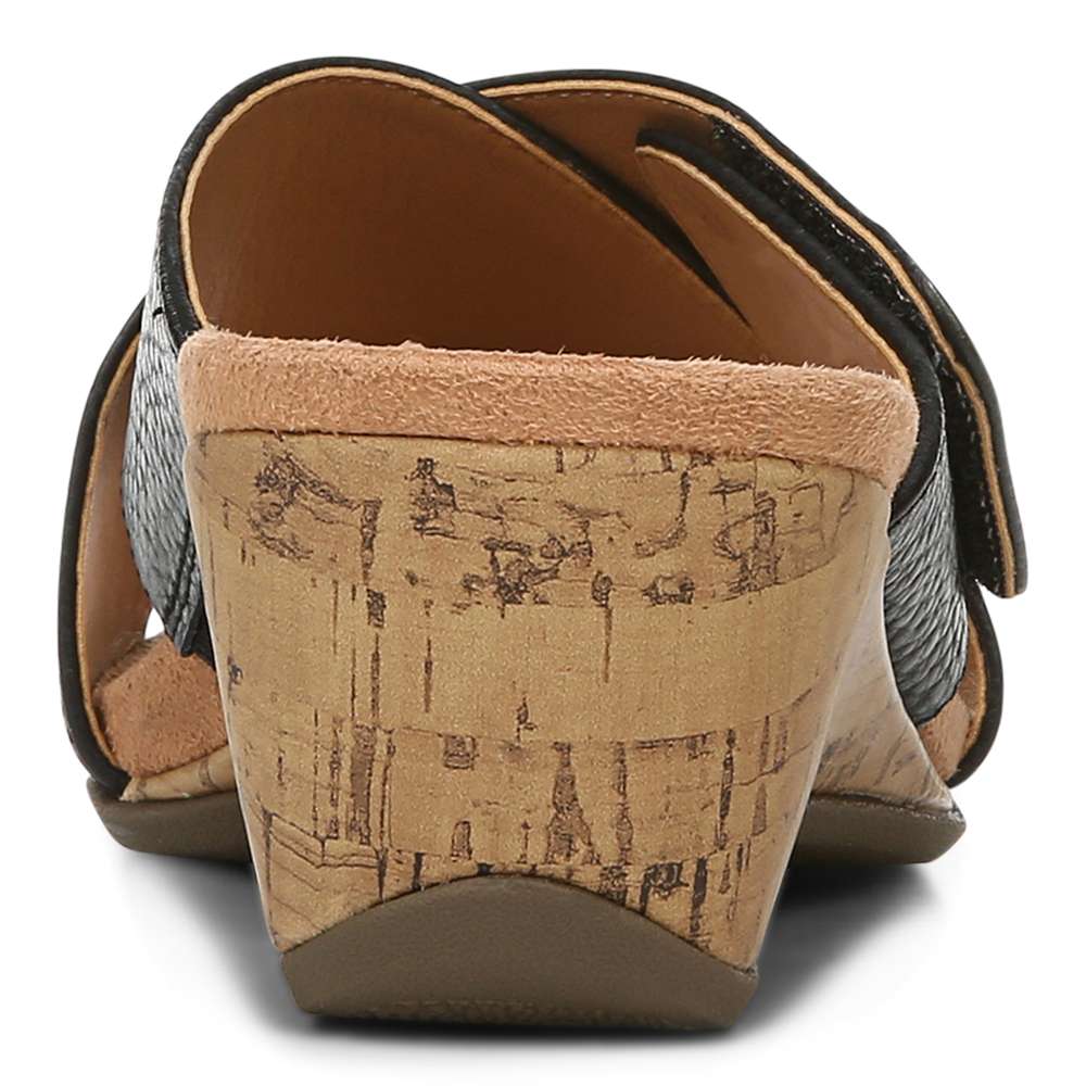 Leticia Wedge Sandal - Black Leather