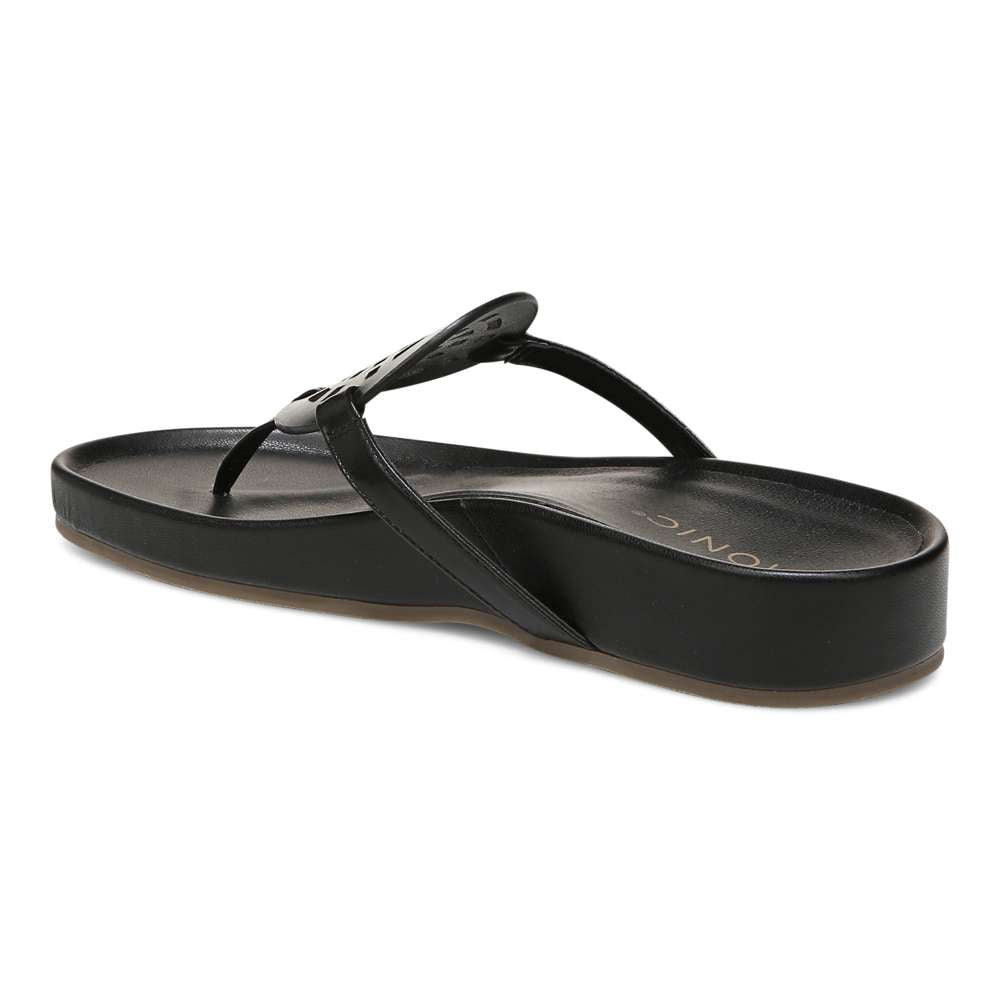 Solari Toe Post Sandal - Black Leather