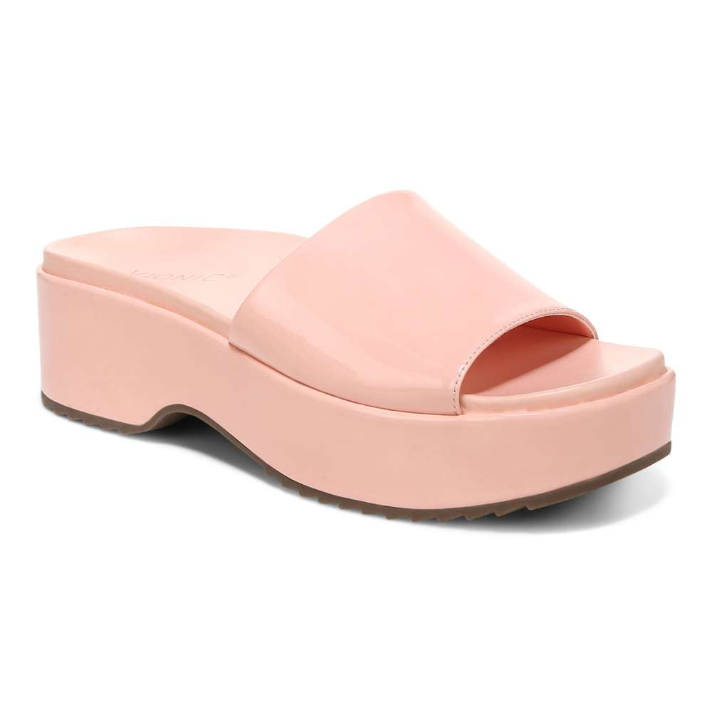 Trista Flatform Slide - Roze Patent
