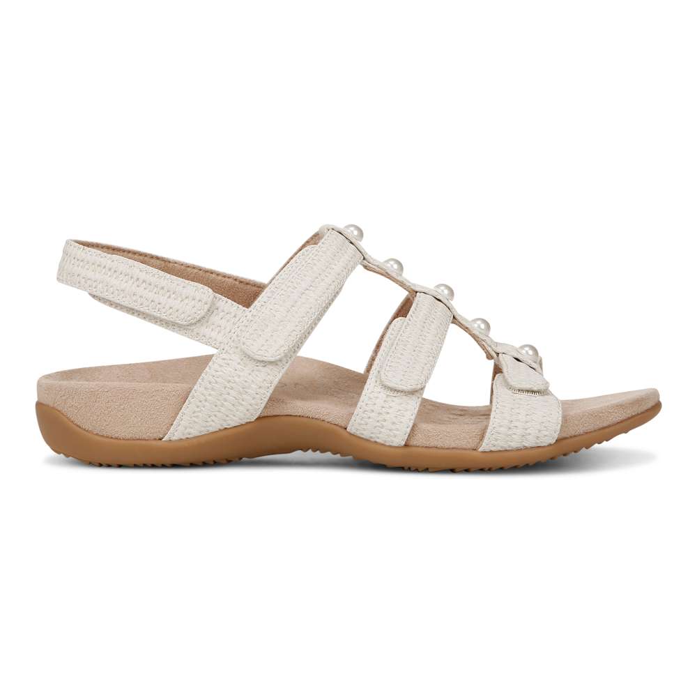 Amber Pearl Adjustable Sandal - Cream