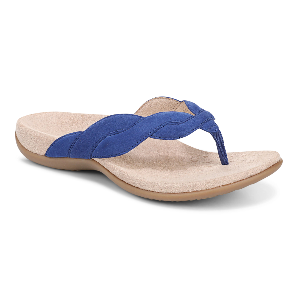 Bella Braid Toe Post Sandal - Mazarine Blue Suede