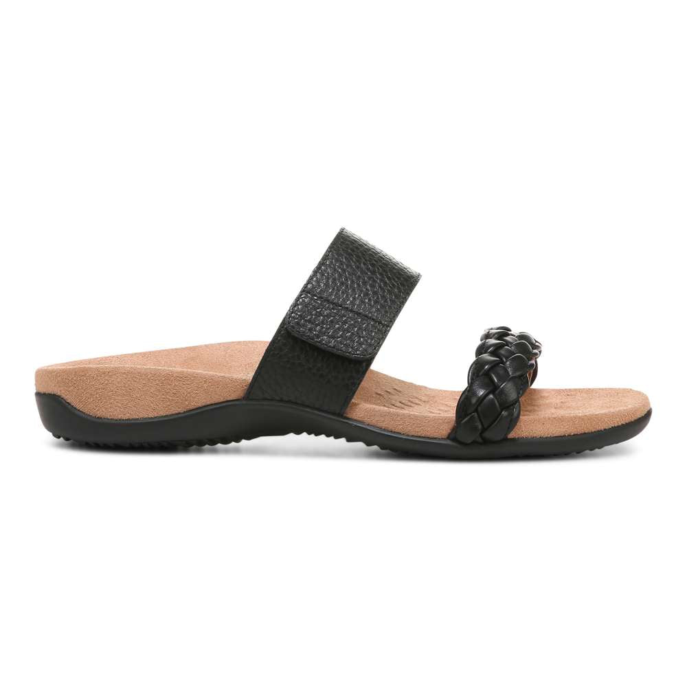 Jeanne Slide - Black Leather