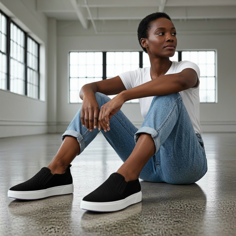 Kimmie Perf Slip-On Casual Sneaker - Black Suede