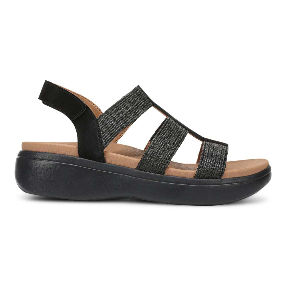 Sabrina Flatform Sandal - Black Suede